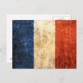 スクラッチと擦り切れたヴィンテージフランスのフラグ ポストカード (正面/裏面)