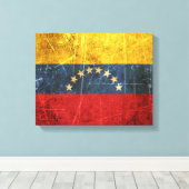 スクラッチと擦り切れたヴィンテージベネズエラ国旗 キャンバスプリント (インサイチュ (ウッドフロア))