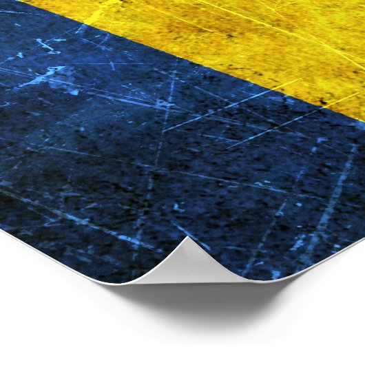 スクラッチと擦り切れたヴィンテージルーマニア国旗 ポスター (角)