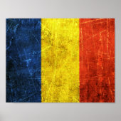 スクラッチと擦り切れたヴィンテージルーマニア国旗 ポスター (正面)