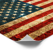 スクラッチと擦り切れたヴィンテージ米国国旗 ポスター (角)