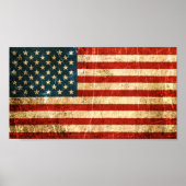スクラッチと擦り切れたヴィンテージ米国国旗 ポスター (正面)