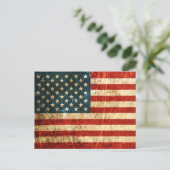 スクラッチと擦り切れたヴィンテージ米国国旗 ポストカード (スタンド正面)