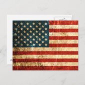 スクラッチと擦り切れたヴィンテージ米国国旗 ポストカード (正面/裏面)