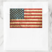 スクラッチと擦り切れたヴィンテージ米国国旗 長方形シール (バッグ)