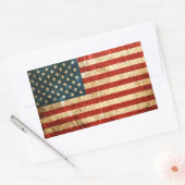スクラッチと擦り切れたヴィンテージ米国国旗 長方形シール (封筒)