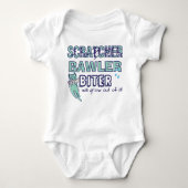 スクラッチバーラービターと猫と涙 ベビーボディスーツ (正面)
