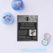 スクラッチメタル効果、ポッドキャスター、ポッドキャスト チラシ (シングル)