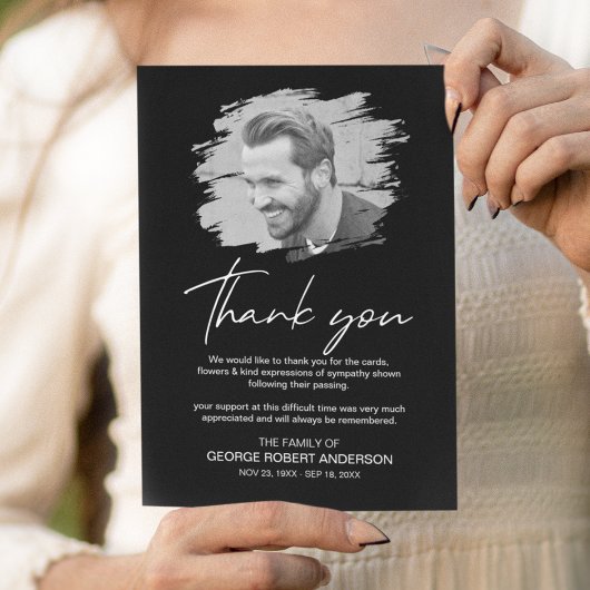 スクラッチモダンエフェクト写真葬式 サンキューカード