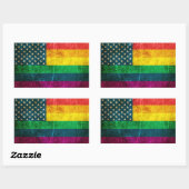 スクラッチヴィンテージゲイプライドアメリカンレインボー国旗 長方形シール (シート)