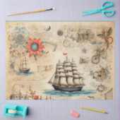 スクラッピー航海のシリーズデザイン1 薄葉紙 (クラフト)