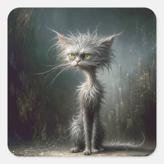 スクラッフィシティ通り猫 スクエアシール (正面)