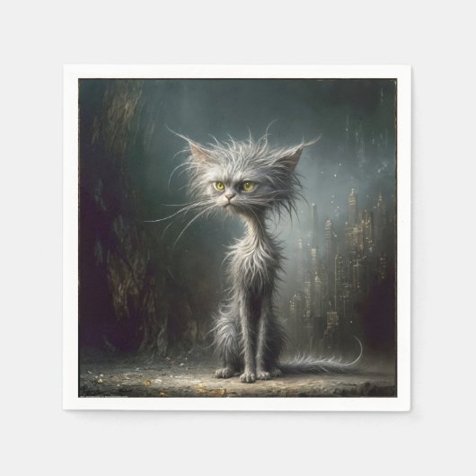 スクラッフィシティ通り猫 スタンダードカクテルナプキン (正面)