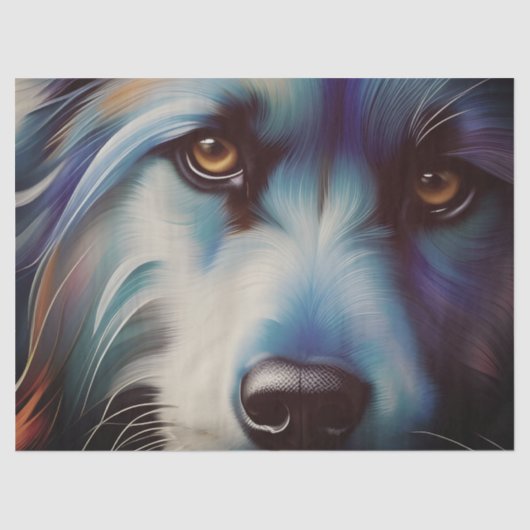 スクラッフィーブルーNラストテリア犬クローズアップ 薄葉紙 (正面)