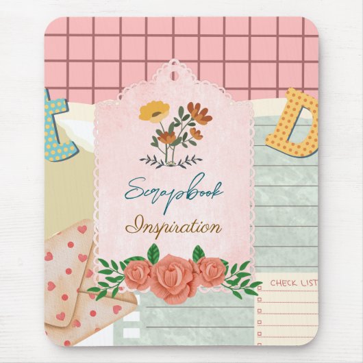 スクラップパーソナライズされたブックのインスピレーションヴィンテージコラージュ マウスパッド (正面)
