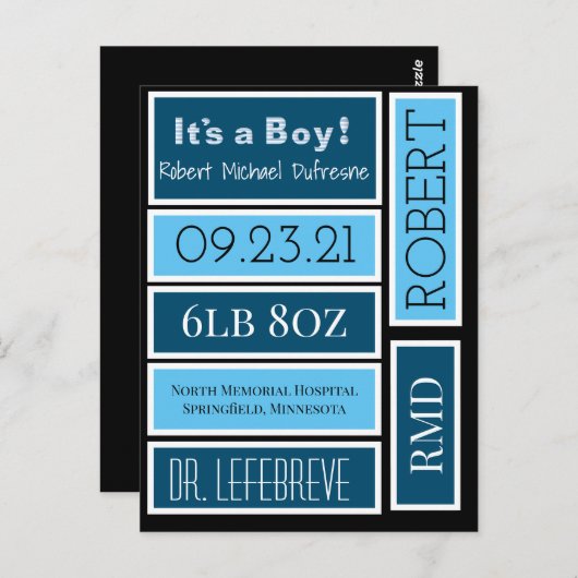 スクラップパーソナライズされたブック男の赤ちゃんラベル ポストカード (正面/裏面)