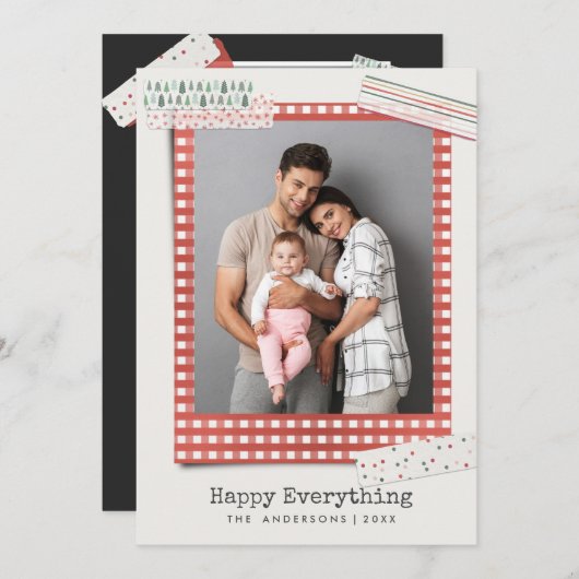 スクラップブッキング ホリデー | フェスティブ 3 枚の写真 シーズンカード (正面/裏面)