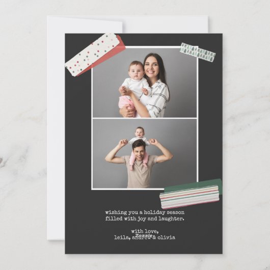 スクラップブッキング ホリデー | フェスティブ 3 枚の写真 シーズンカード (裏面)