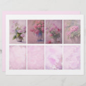 スクラップブックおよびジャンクジャーナル用ピンクフローラATC (正面/裏面)