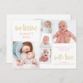 スクラップブックの愛の編集可能な色の誕生のお知らせ ポストカード (正面/裏面)