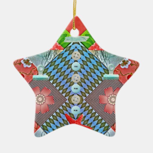 スクラップブックの歓喜の紙はCraftersのためのギフトにボタンをかけます セラミックオーナメント (正面)