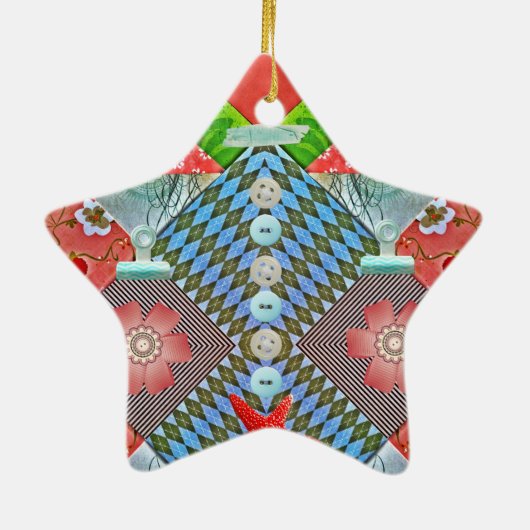 スクラップブックの歓喜の紙はCraftersのためのギフトにボタンをかけます セラミックオーナメント (裏面)