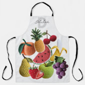 スクラップブックエステティックレインボークロチェットフルーツコラージュ エプロン (正面)