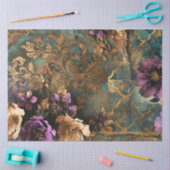 スクラップブックエンボスダマスク&フローラコラージュ 薄葉紙 (クラフト)