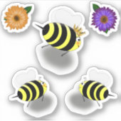 スクラップブッククイーンビー,ミツバチ,花 シール (正面)