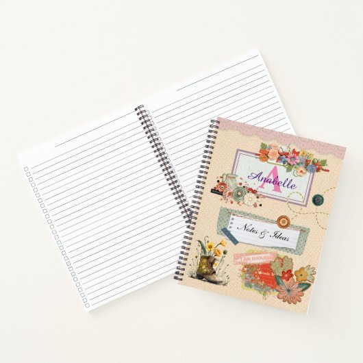 スクラップブックコラージュ手作りスタイルモノグラムカスタム ノートブック (内部)
