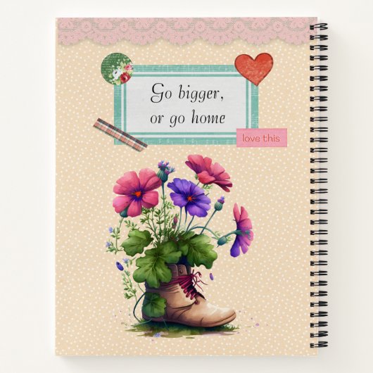 スクラップブックコラージュ手作りスタイルモノグラムカスタム ノートブック (裏面)