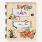 スクラップブックコラージュ手作りスタイルモノグラムカスタム ノートブック (正面)