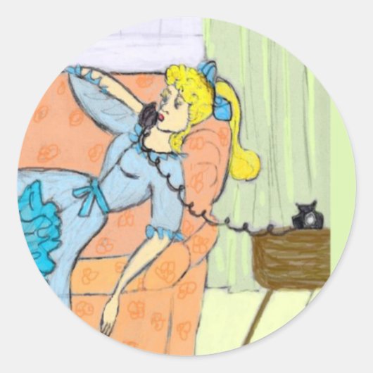 スクラップブックシールレトロレディ電話ダイヤル ラウンドシール (正面)