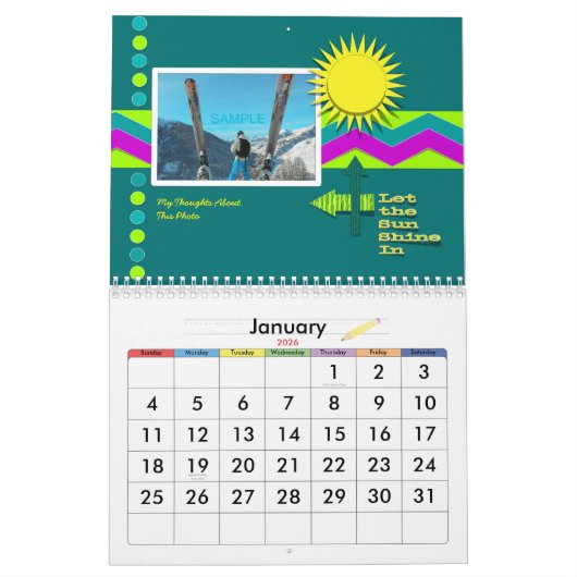 スクラップブックスタイル家族の写真任意の年カレンダー カレンダー (1月 2026)