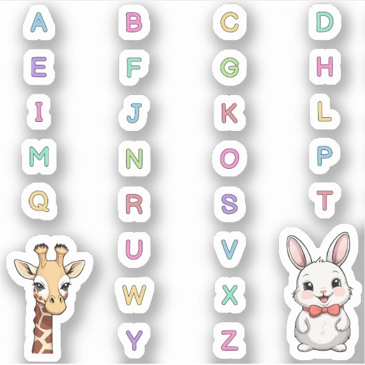 スクラップブックスタンプAlphabet animals ABC シール (正面)