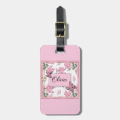 スクラップブック作りピンク ラゲッジタグ (正面縦)