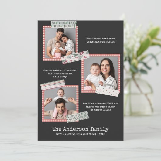 スクラップブック作り休日 |年のレビュー3枚の写真 カード (スタンド正面)