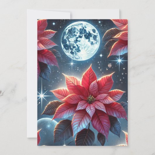 スクラップブック作り印刷可能なムーンライトポインセチア模様 招待状 (正面)