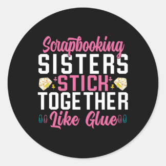 スクラップブック作り姉妹がグルースクラップのように貼り合う ラウンドシール