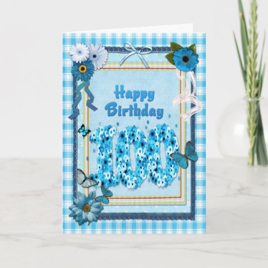 スクラップブック効果のある第100誕生日 カード (正面)