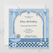 スクラップブック帆船航海の誕生日キッズパーティー 招待状 (裏面)