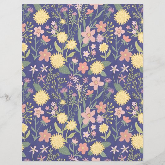 スクラップブック紙ピンクフローラ花紫色の植物体 (正面)