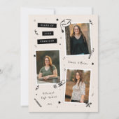 スクラップブック落書き3枚の写真スナップショット卒業式 案内状 (正面)