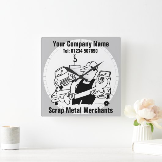 スクラップメタル商人の漫画 スクエア壁時計 (ホーム)