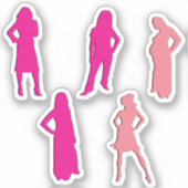 スクラップ予約の女性のシルエット シール (正面)