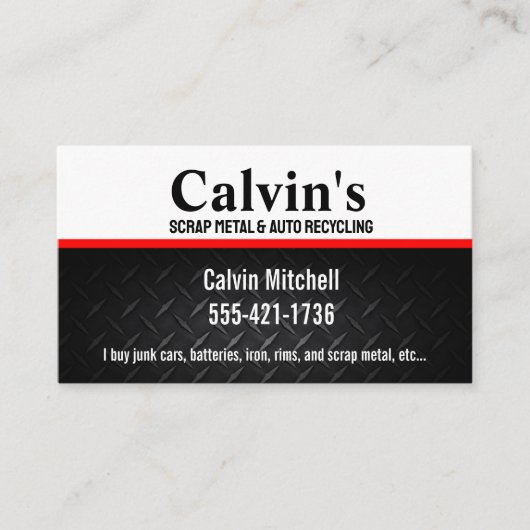 スクラップ金属と自動リサイクル 名刺 (正面)