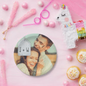 スクラッ素朴ブックイニシャルと写真結婚の ペーパープレート (パーティー)