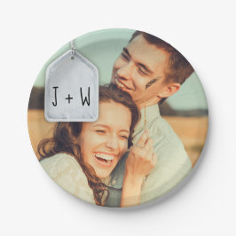 スクラッ素朴ブックイニシャルと写真結婚の ペーパープレート