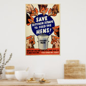 スクラッ食べ物を与えプ – ヘンズ ポスター (キッチン)