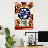 スクラッ食べ物を与えプ – ヘンズ ポスター (ホームオフィス)